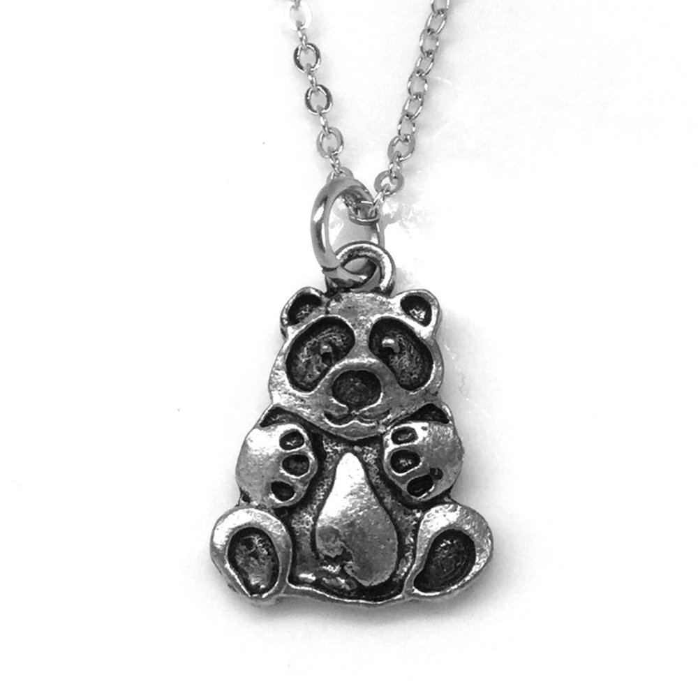 Silver plated Pewter Miniature Panda charm Necklace